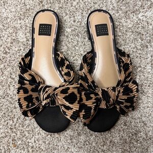 White House Black Market Black Sandals with Bow Detail